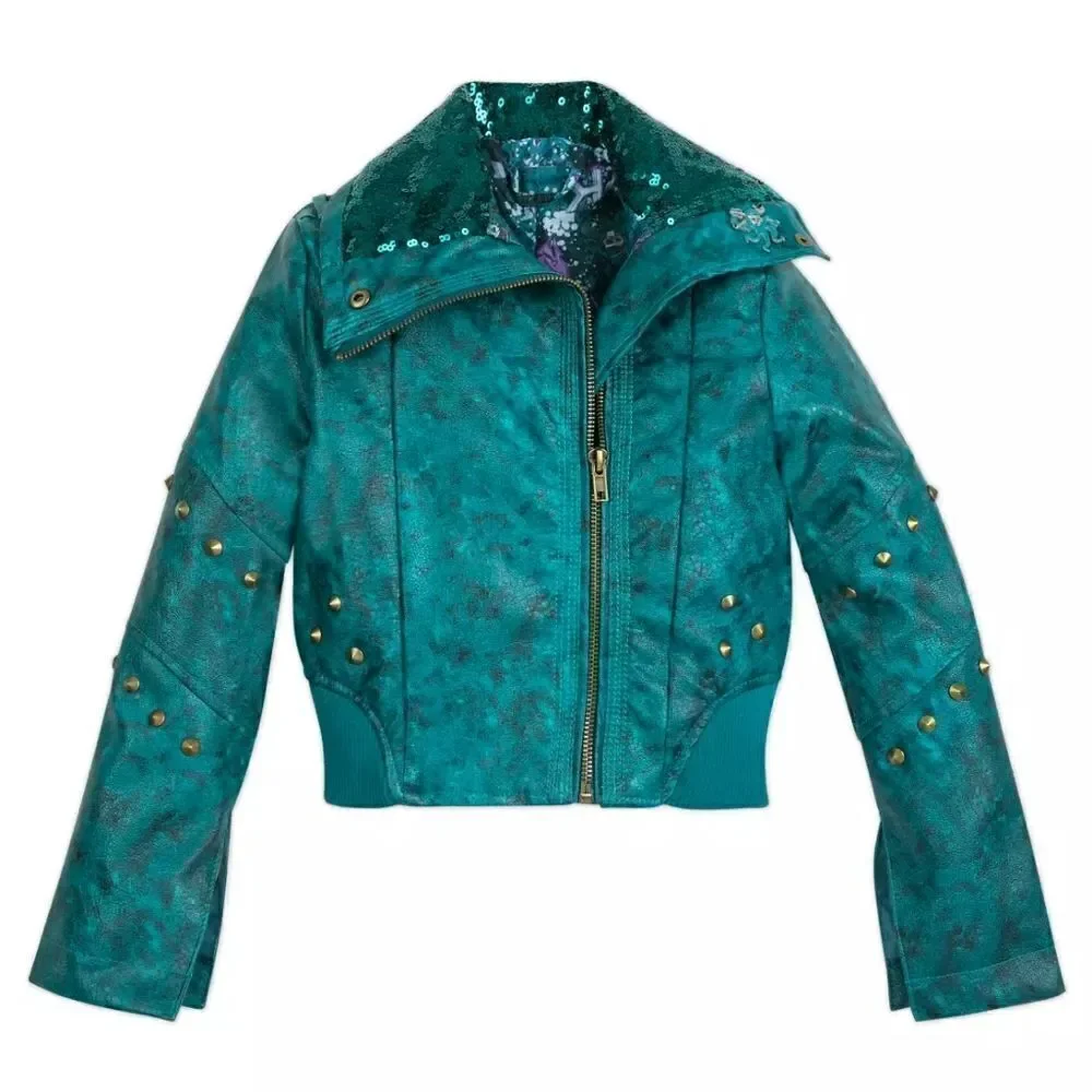 Disney Descendants Uma Faux Leather Moto Jacket Sz 11/12